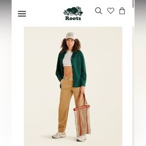 Roots Twill Barrel Pants, in khaki brand new.